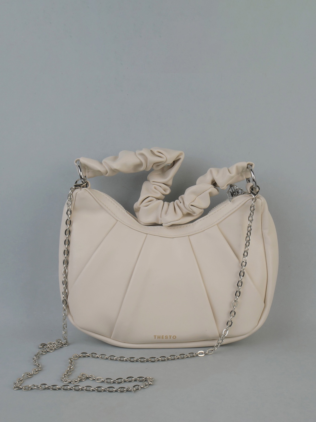 

THESTO White PU Bucket Handheld Bag