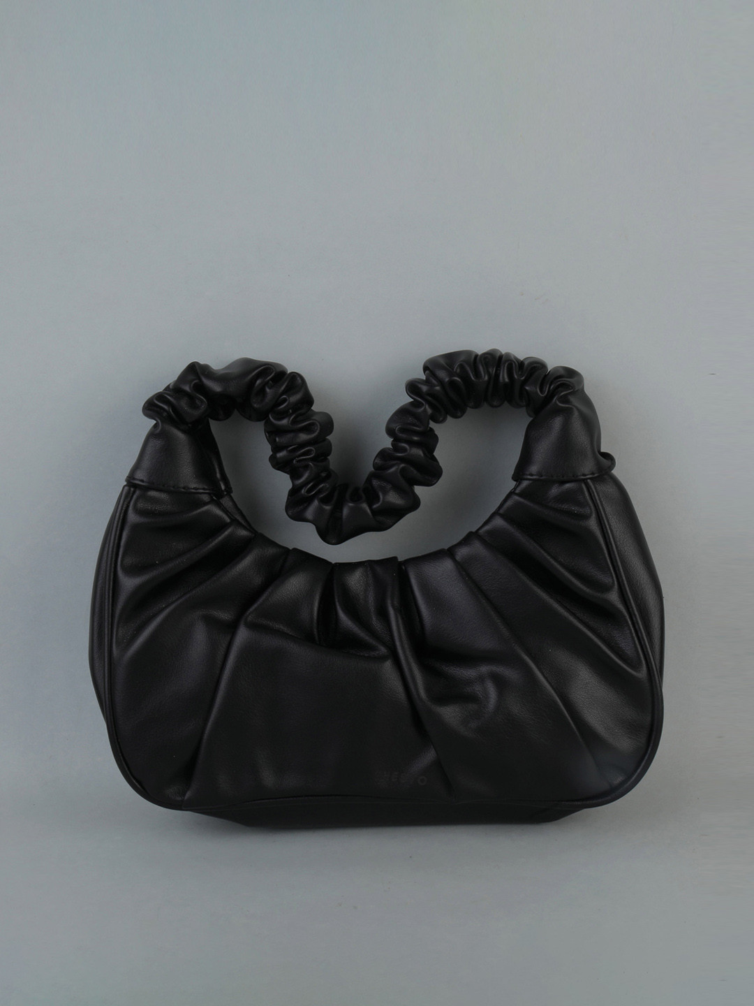 

THESTO Black Floral PU Bucket Sling Bag with Bow Detail