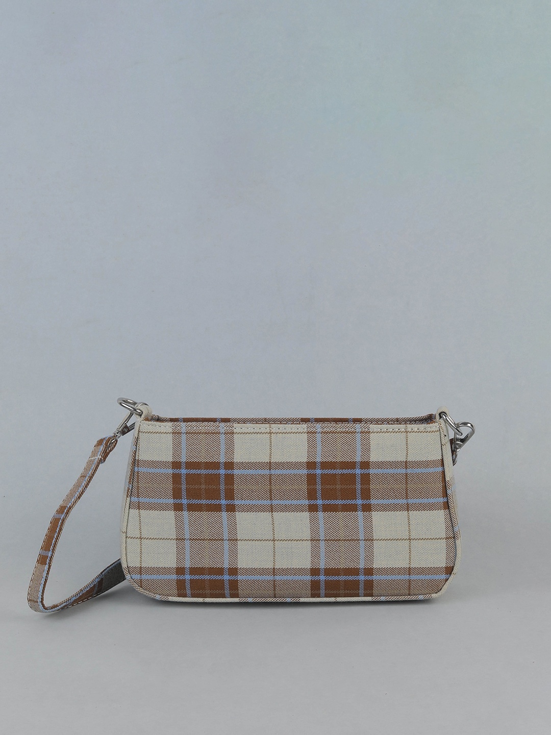 

THESTO Brown Checked PU Swagger Sling Bag