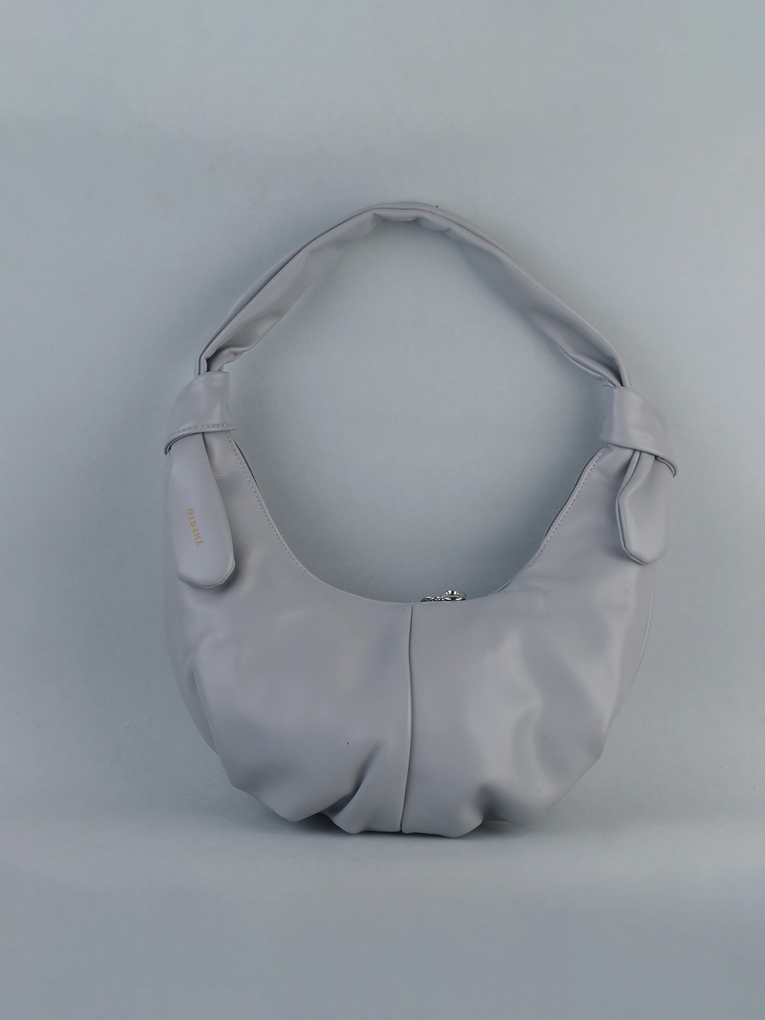 

THESTO Grey Structured Hobo Bag