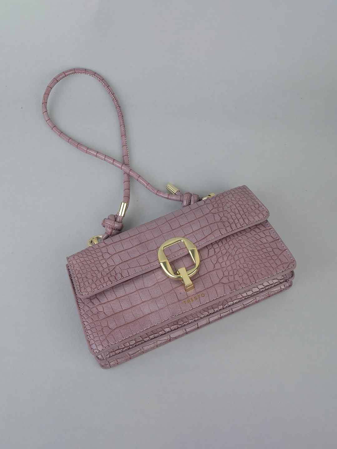

THESTO Purple Textured PU Structured Sling Bag with Fringed