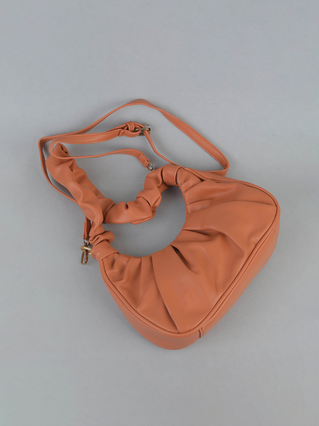 

THESTO Orange PU Bucket Sling Bag with Quilted