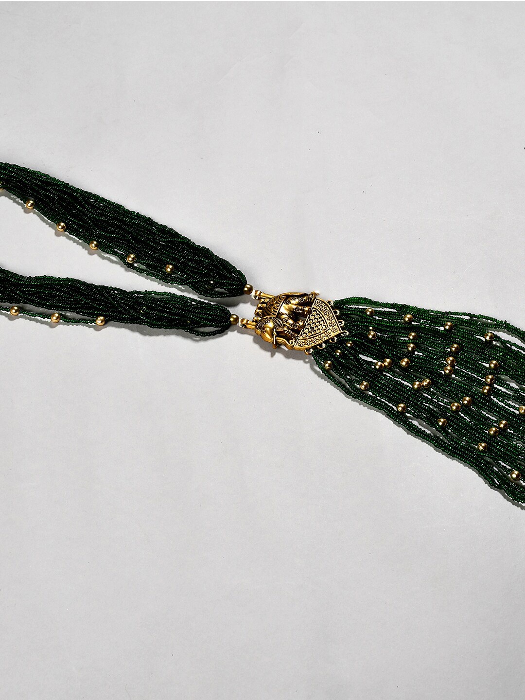 

Bamboo Tree Jewels Green & Gold-Toned Handcrafted Necklace