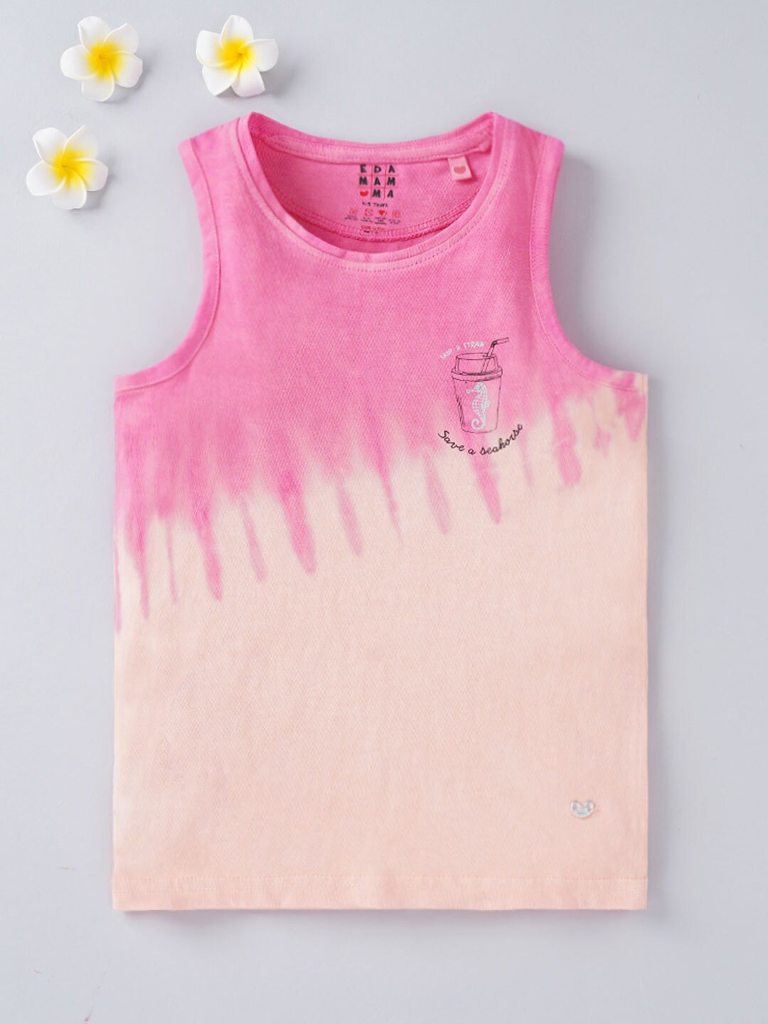 

Ed-a-Mamma Girls Pink Tie and Dye Printed T-shirt