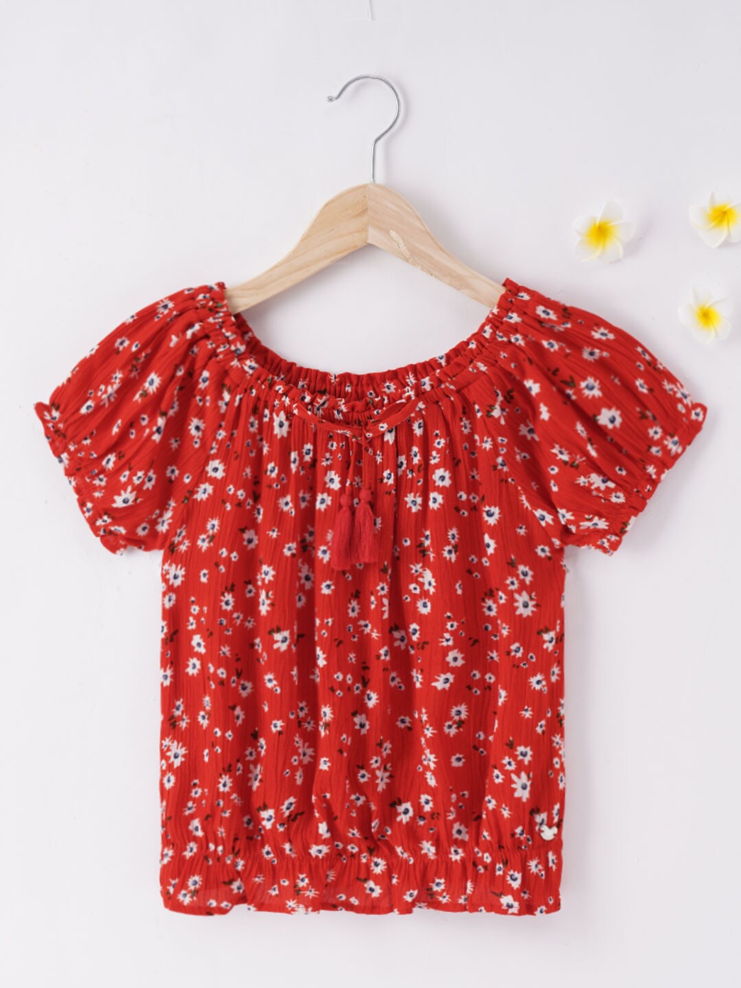 

Ed-a-Mamma Red Floral Print Bardot Top