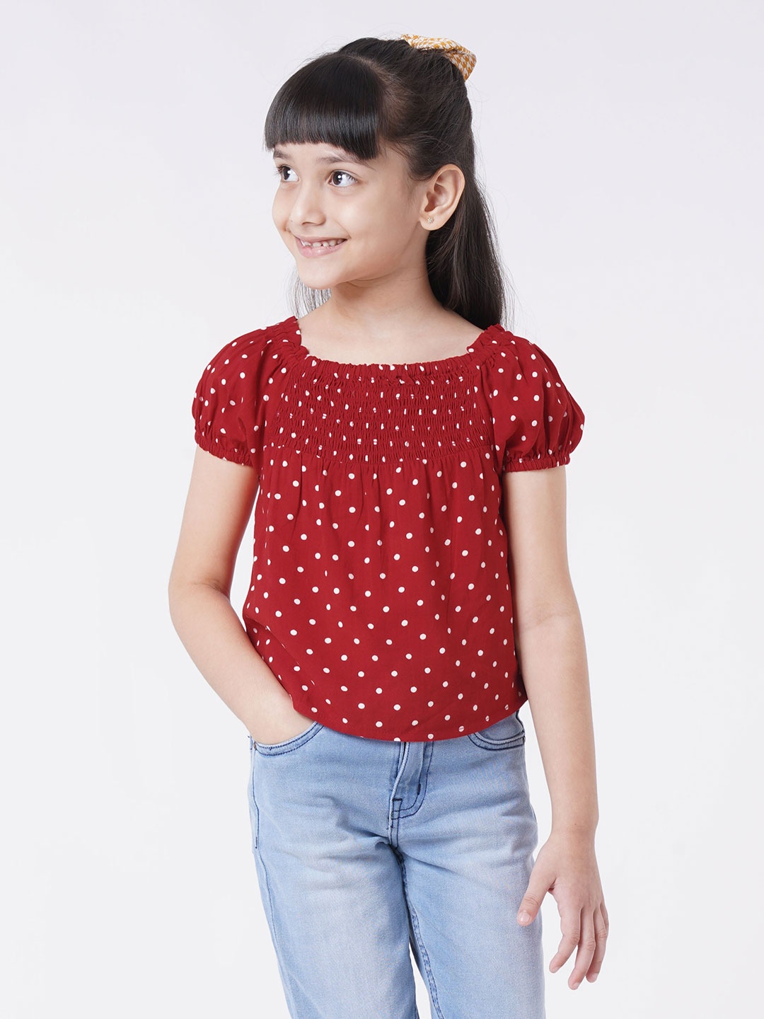 

Ed-a-Mamma Red Print Block Print Top