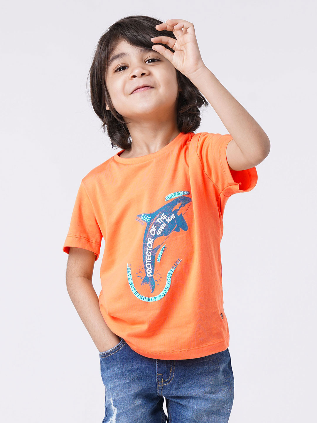 

Ed-a-Mamma Boys Orange Printed T-shirt