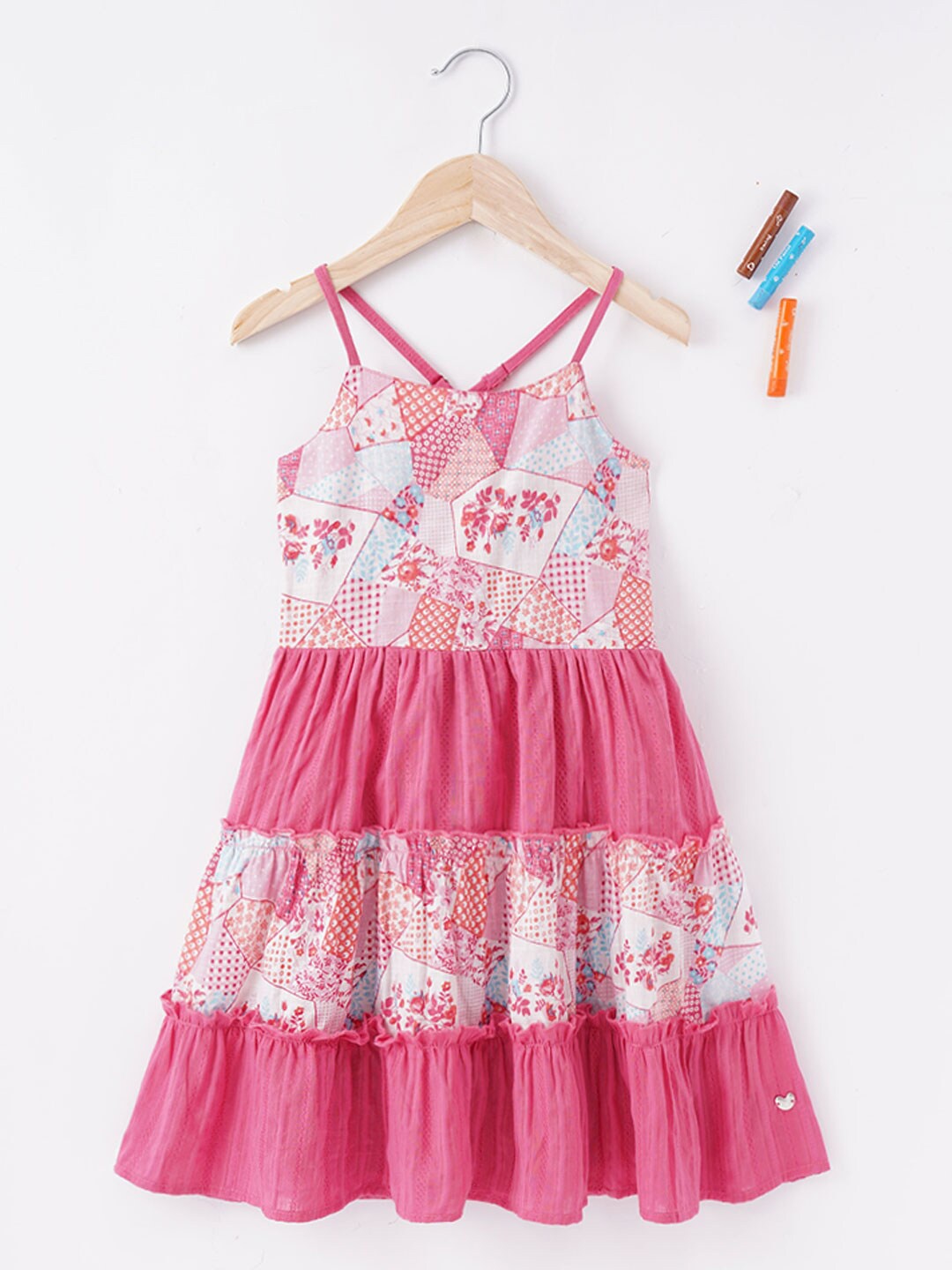 

Ed-a-Mamma Pink & White Floral Layered Empire Dress