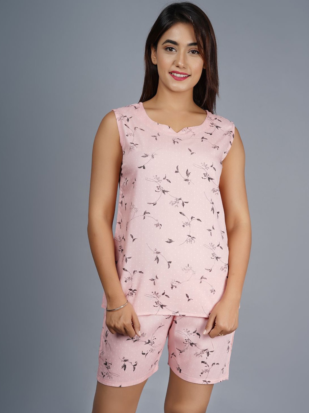 

Lovista Women Pink Printed Night suit