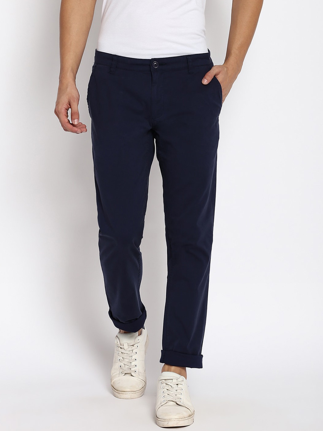 

abof Men Navy Blue Trousers