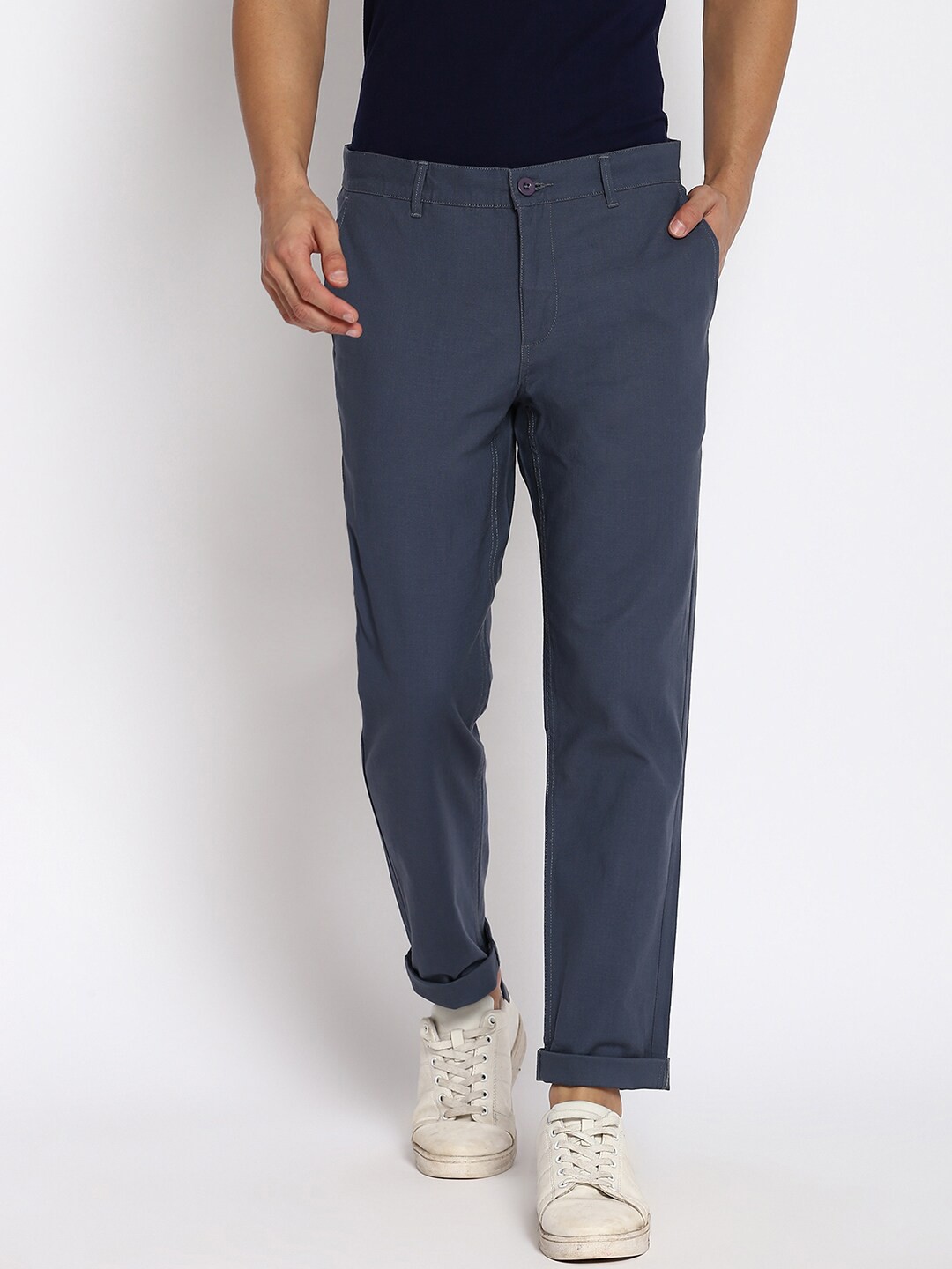 

Abof Men Navy Blue Trousers