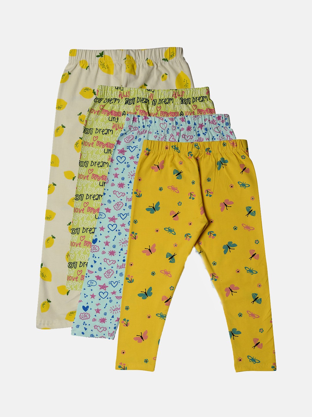 

TINY HUG Girls Pack Of 4 printed Tights, Yellow