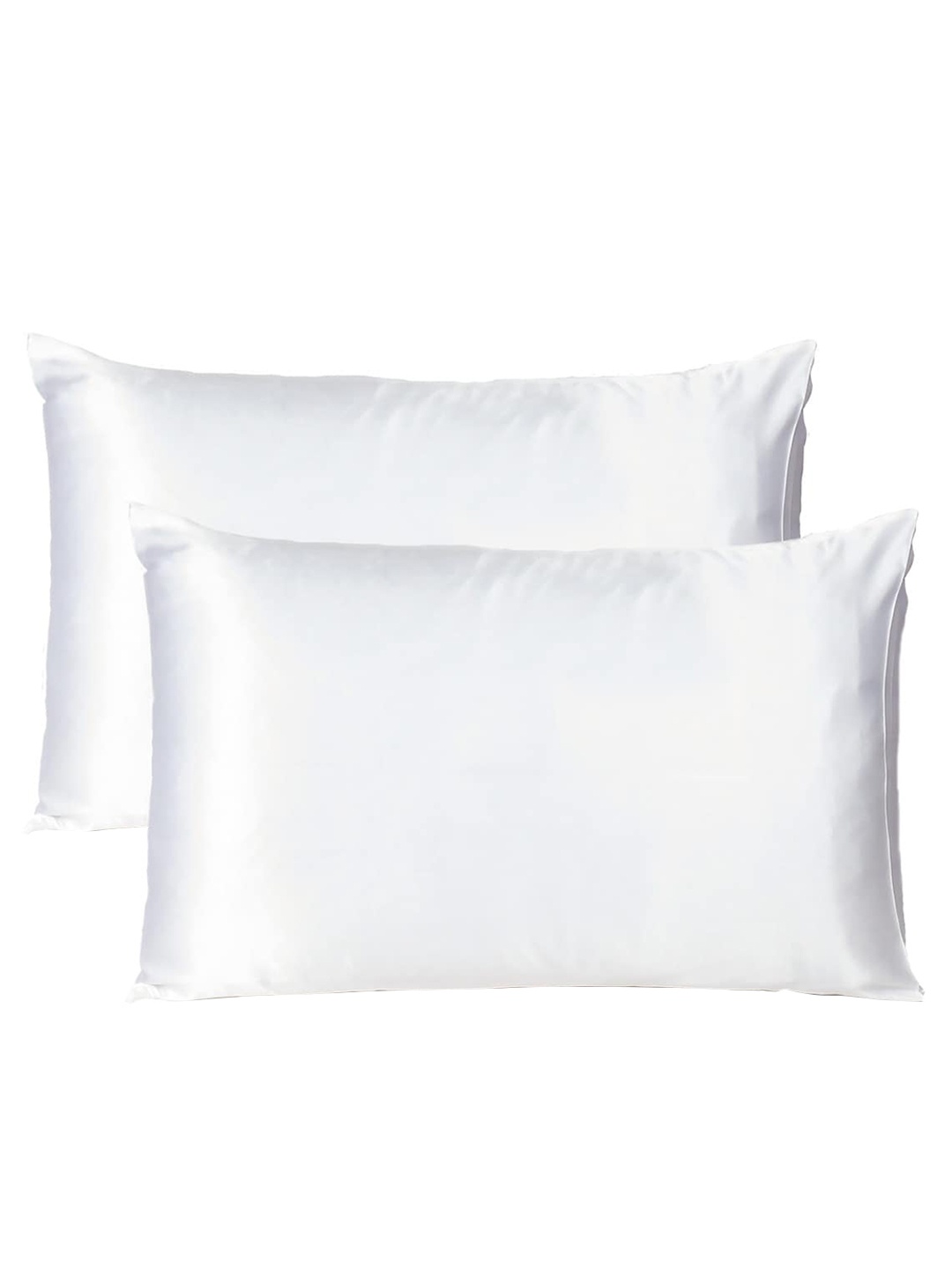

OUSSUM Set Of 2 White Solid Satin Pillow Covers