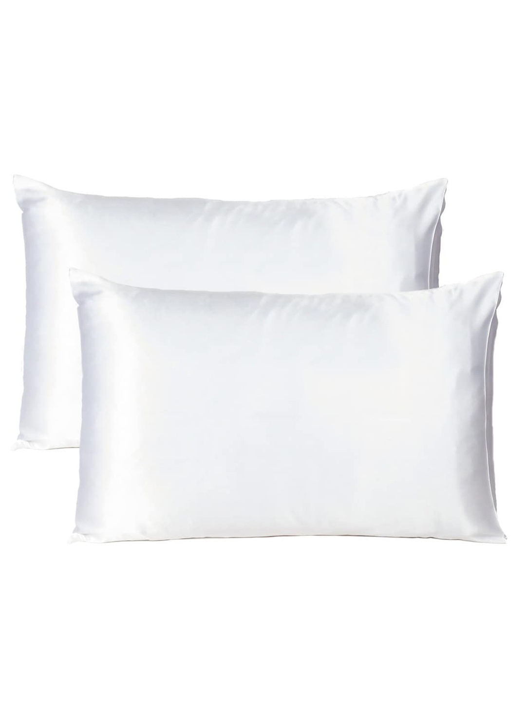 

OUSSUM Set Of 2 White Solid Satin Pillow Covers