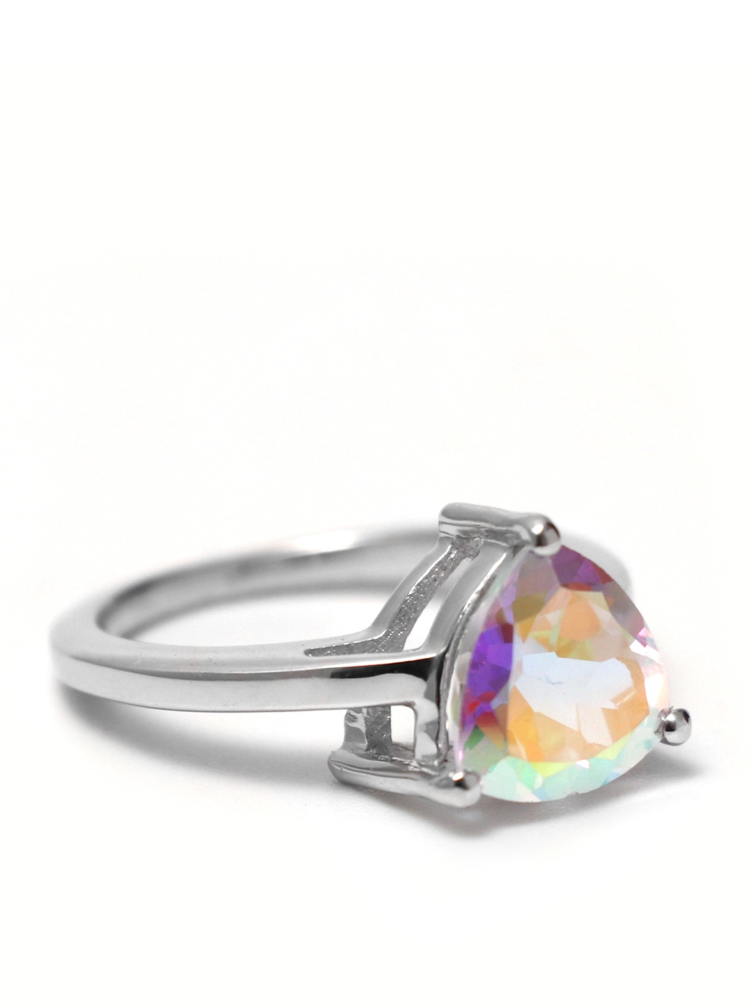 

HIFLYER JEWELS Rhodium-Plated Yellow Topaz Studded Antique Finger Ring