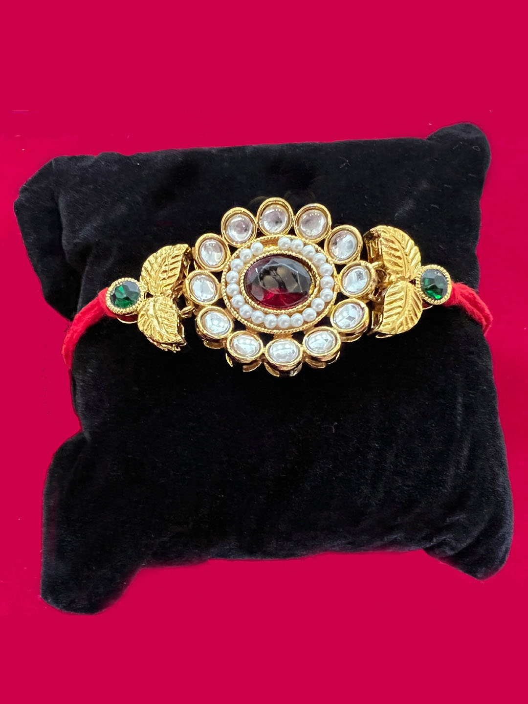 

Vembley Men Set Of 2 Gold-Toned & White Kundan Studded Rakhi