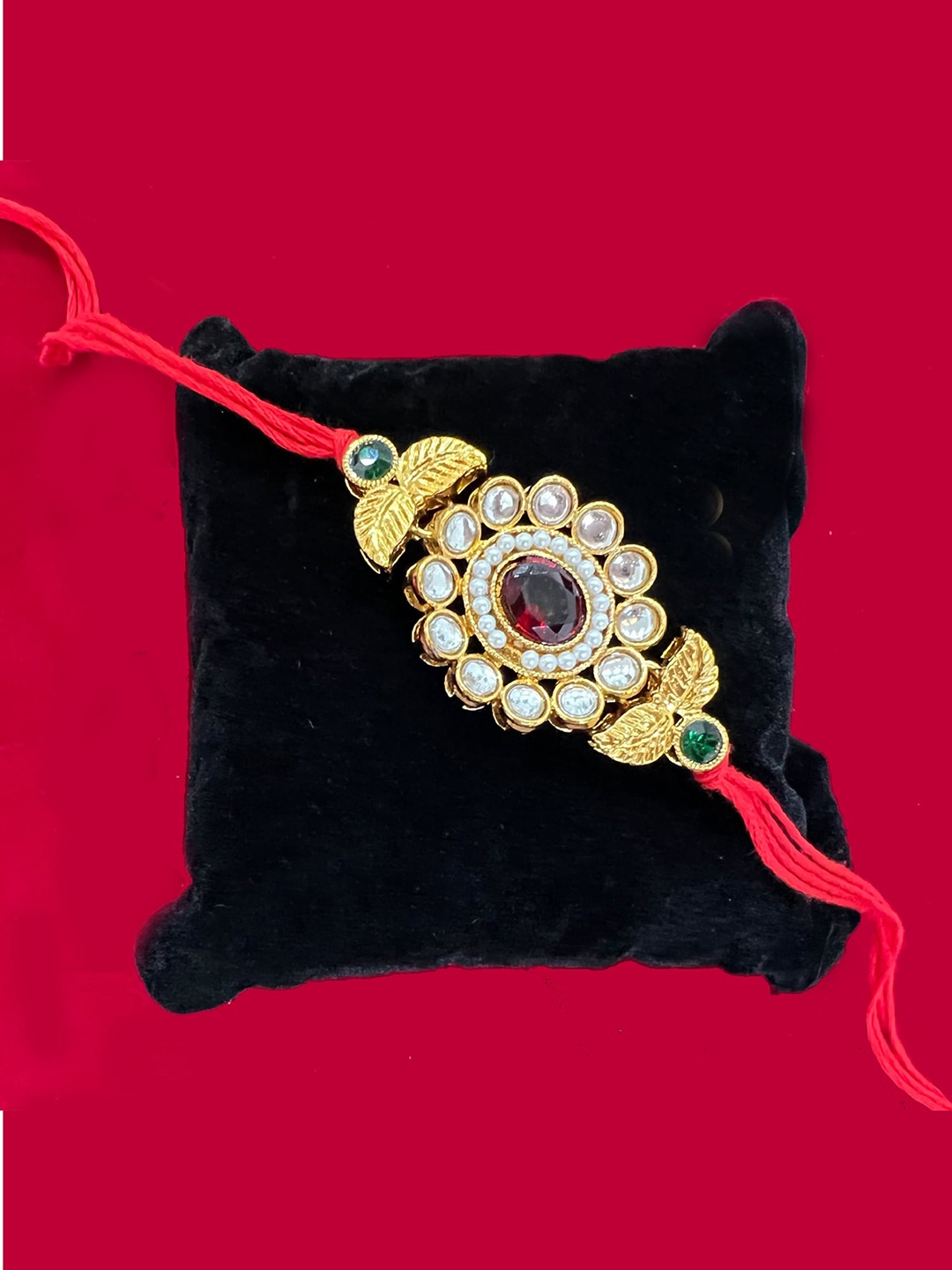 

Vembley Set Of 2 Gold-toned & Red Beaded Thread Rakhi