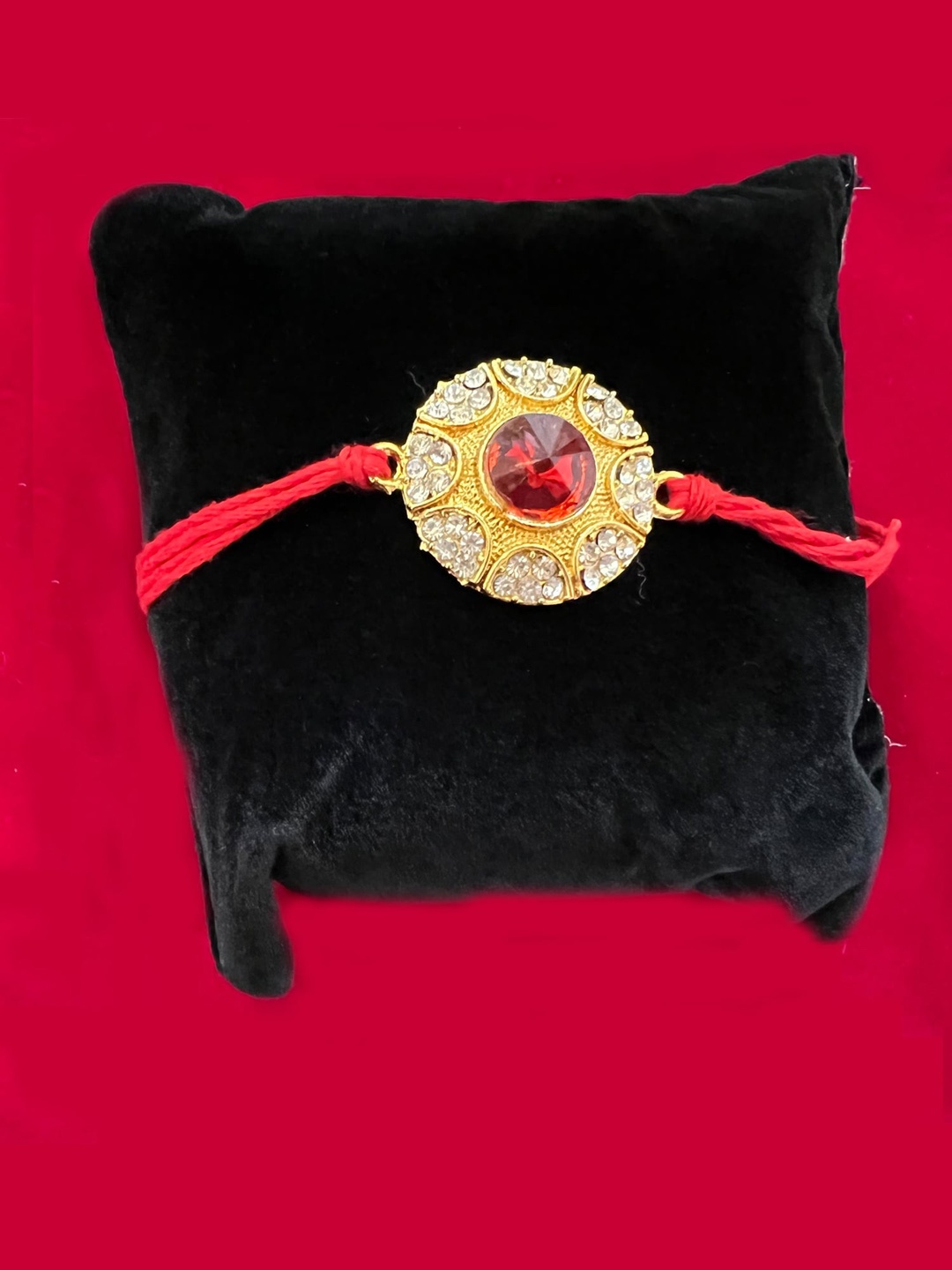 

Vembley Set Of 3 Gold-Toned & White Stone-Studded Thread Rakhi