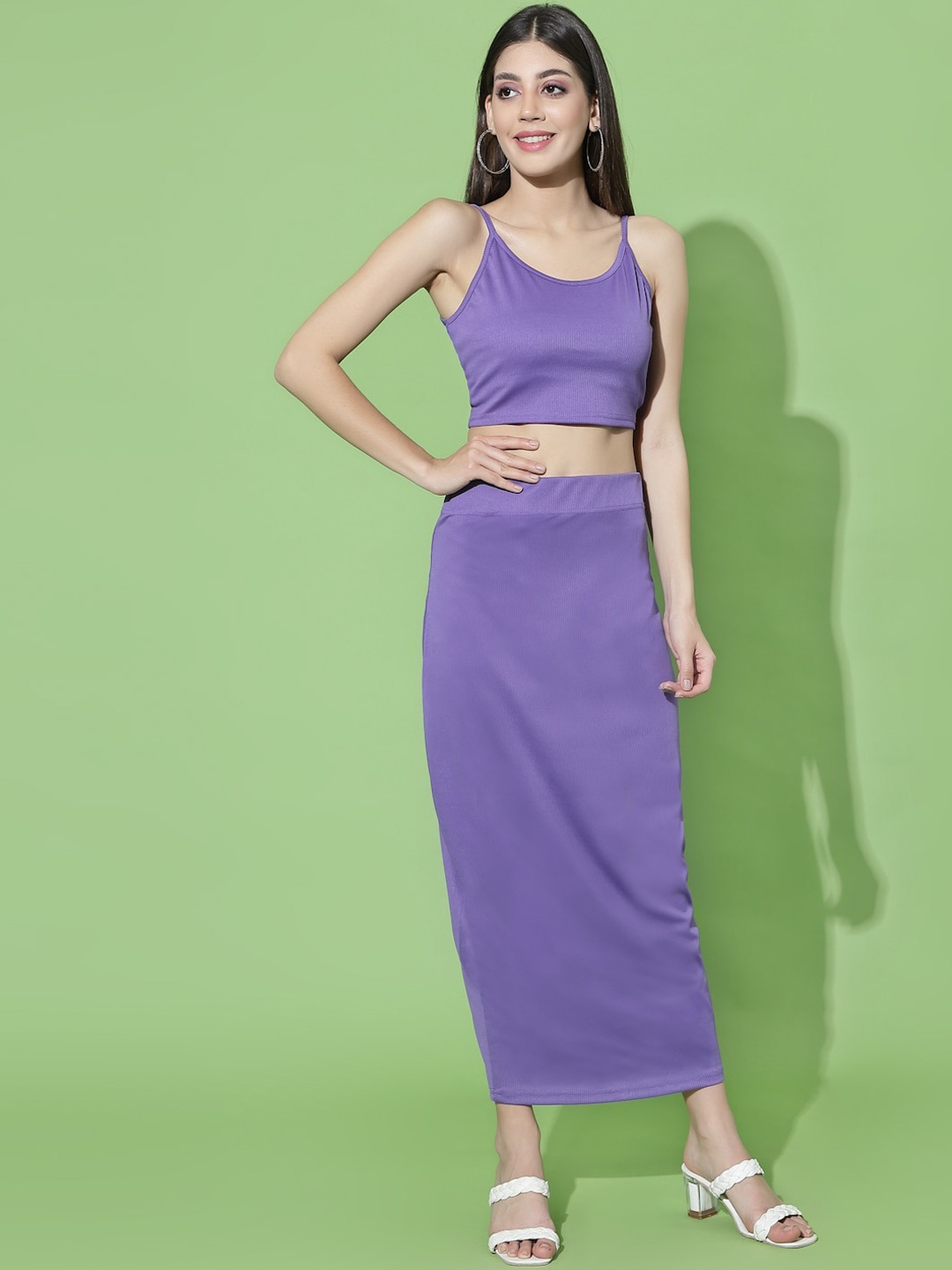 

Selvia Women Lavender Top and Skirt Co-Ords