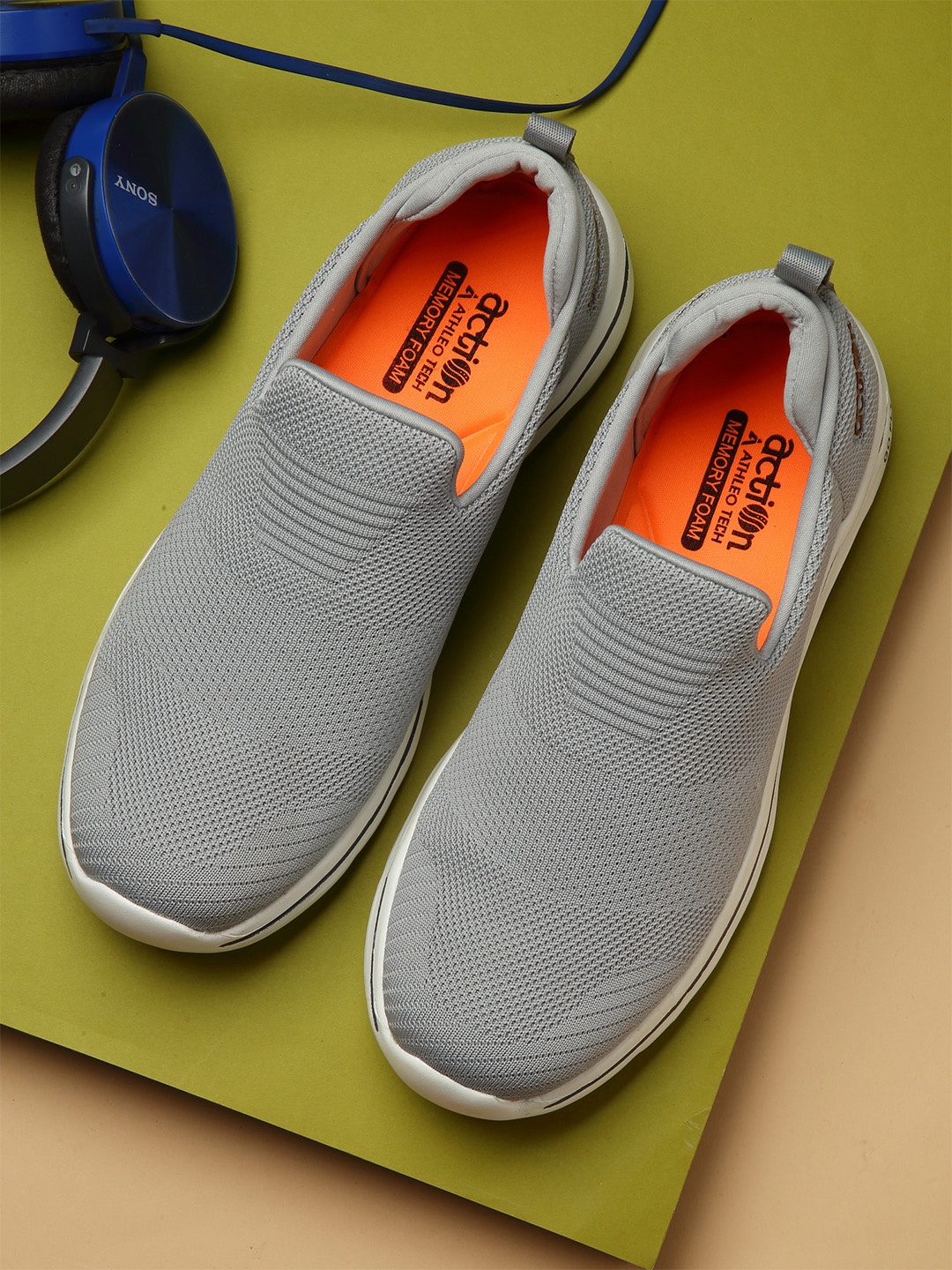 

Action Men Grey Woven Design Slip-On Sneakers