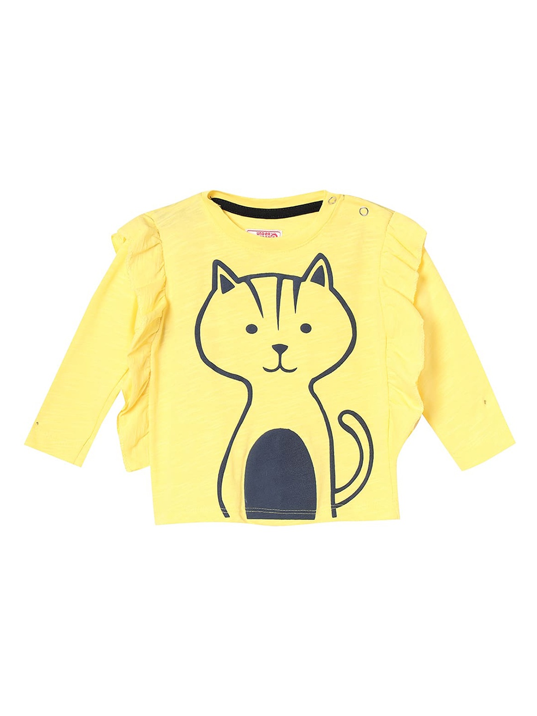 

UNDER FOURTEEN ONLY Yellow & Black Pure Cotton Print Top