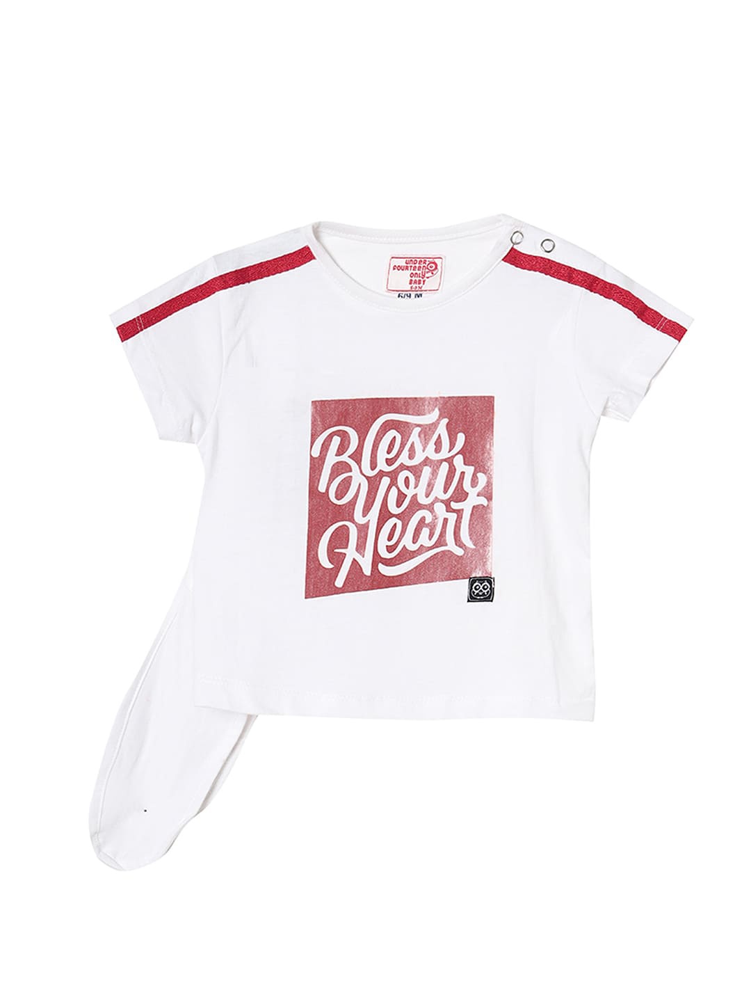 

UNDER FOURTEEN ONLY Girls White Printed Cotton Boxy Top