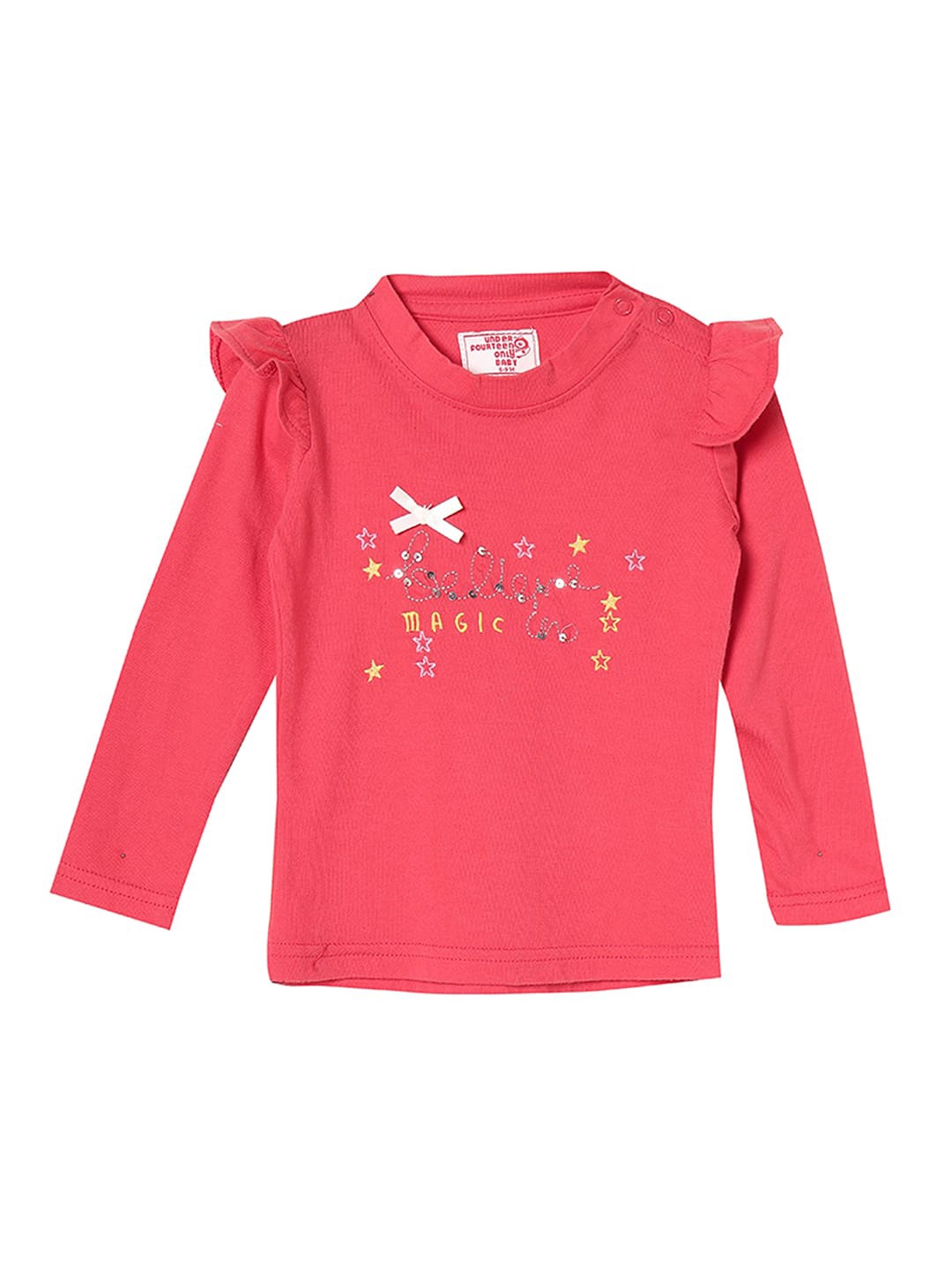 

UNDER FOURTEEN ONLY Red & hot coral Embellished Print Top