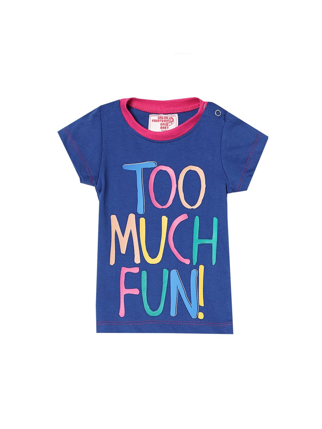 

UNDER FOURTEEN ONLY Girls Blue Typography Printed Pure Cotton T-shirt