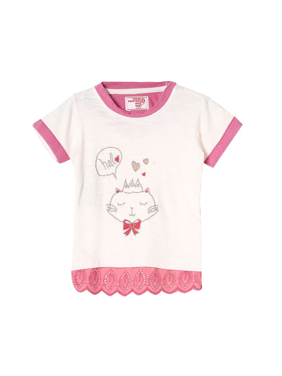 

UNDER FOURTEEN ONLY kids Peach & white Printed Top
