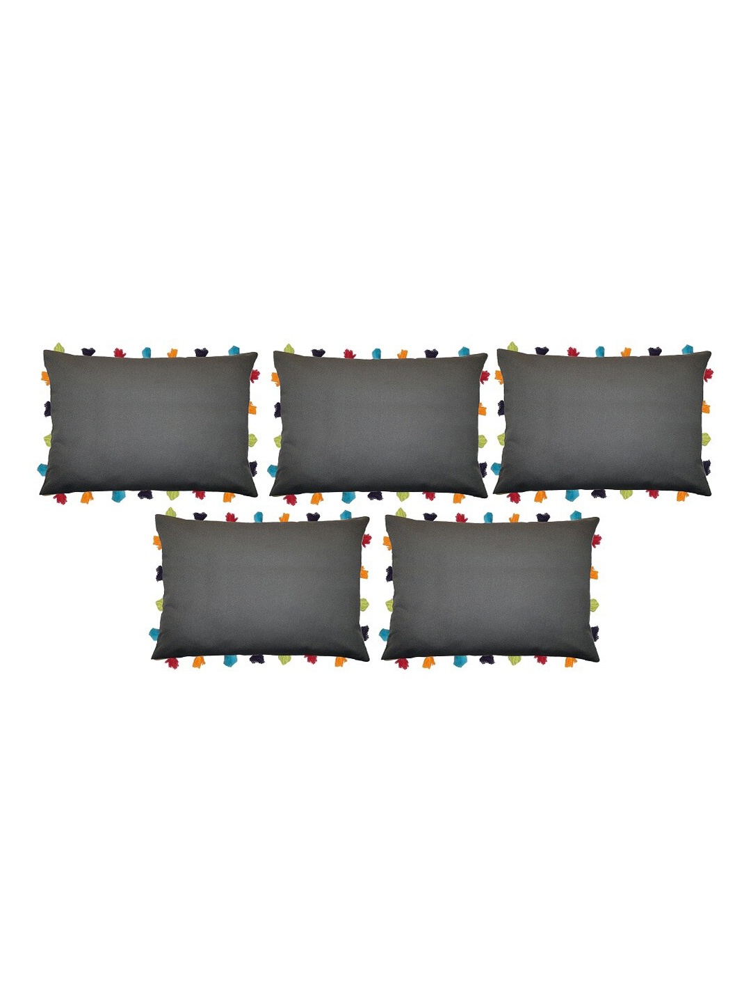 

Lushomes Grey & Green Set of 5 Square Cushion Covers