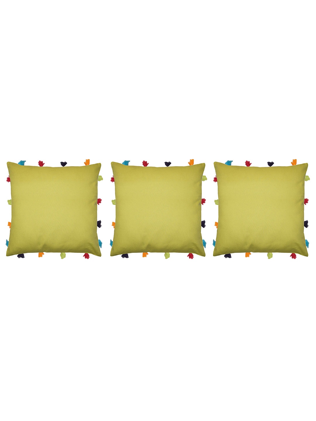 

Lushomes Yellow Set of 3 Square Cushion Covers