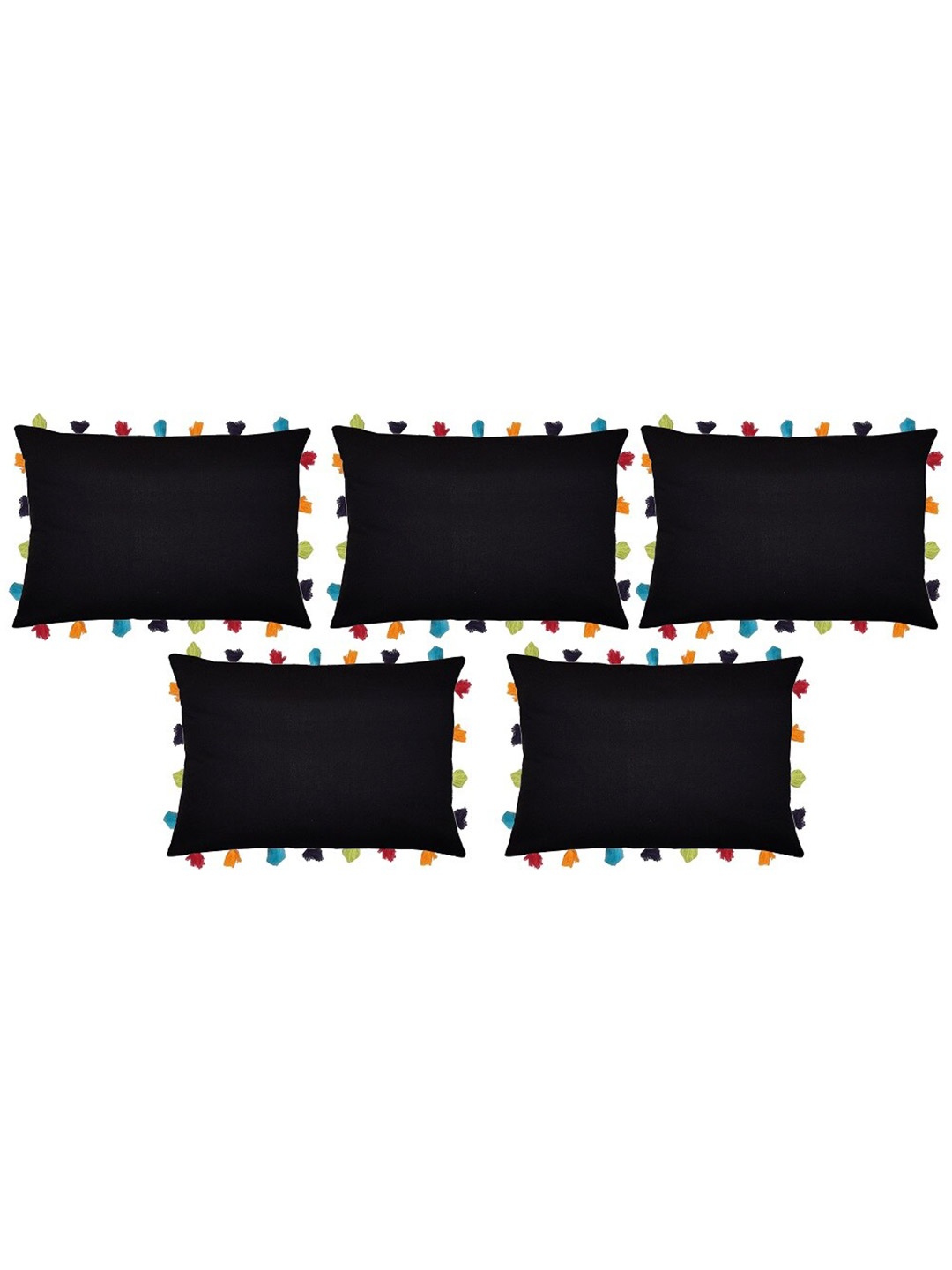 

Lushomes Black & Red Set of 5 Rectangle Cushion Covers