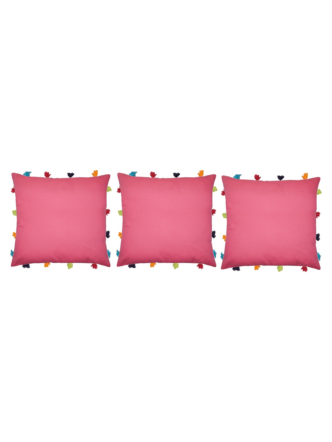 

Lushomes Pink & Green Pack of 3 Square Cushion Covers