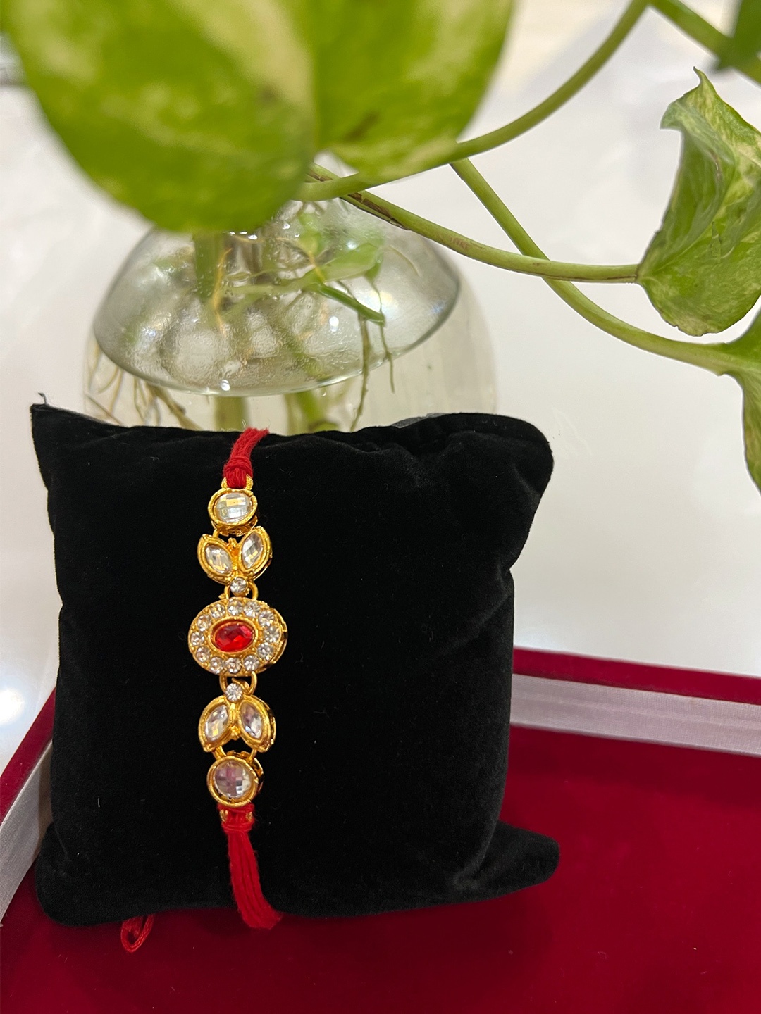 

Vembley Set Of 3 Gold-Colored Red & With Kundan-Studded Rakhi