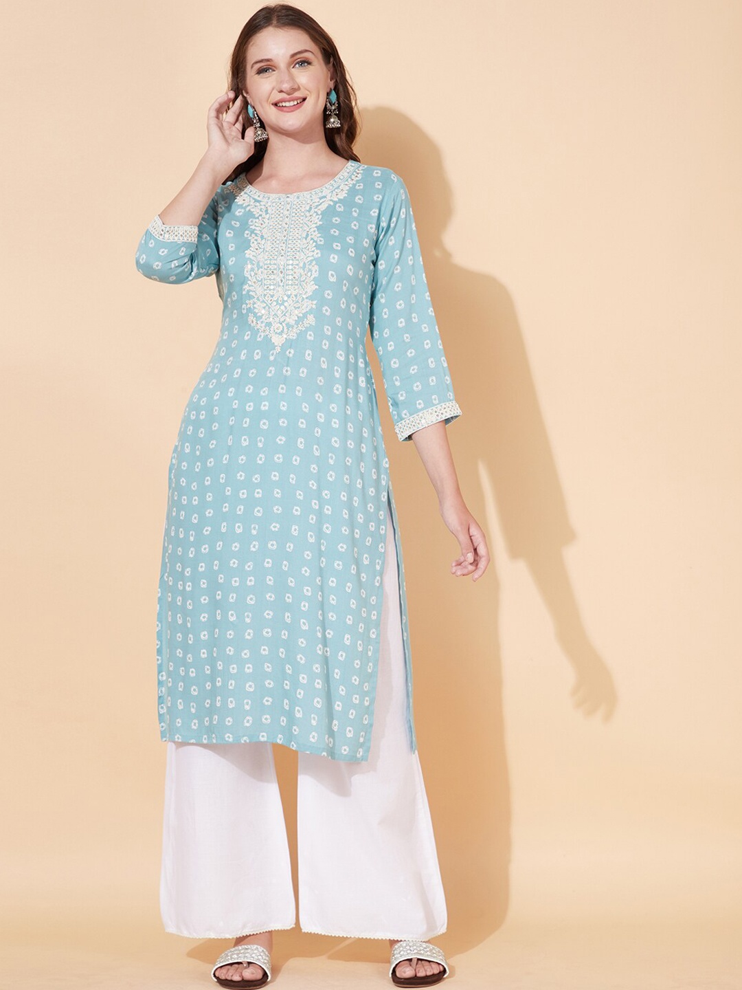 

FASHOR Women Blue Ethnic Motifs Printed Kurta