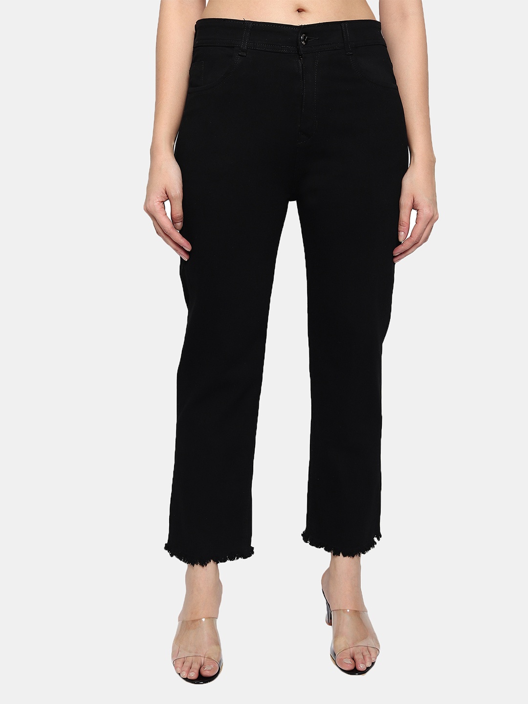 

LIVE OK Women Black Boyfriend Fit High-Rise Mildly Distressed Stretchable Jeans