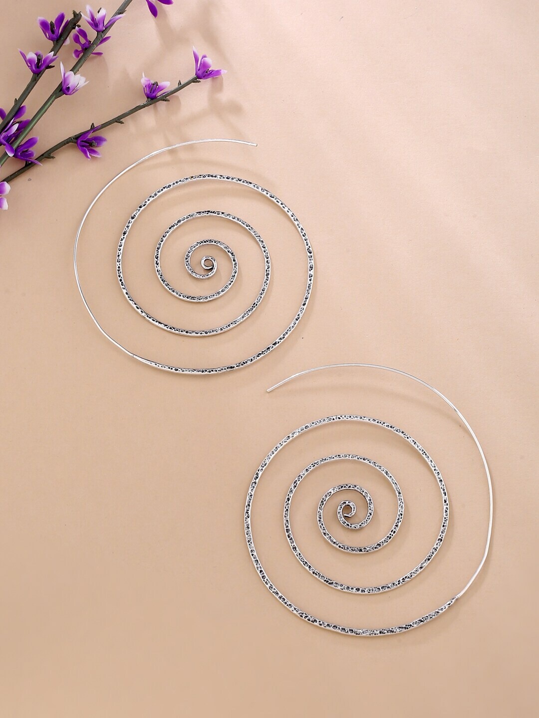 

kashwini Silver-Toned Circular Studs Earrings