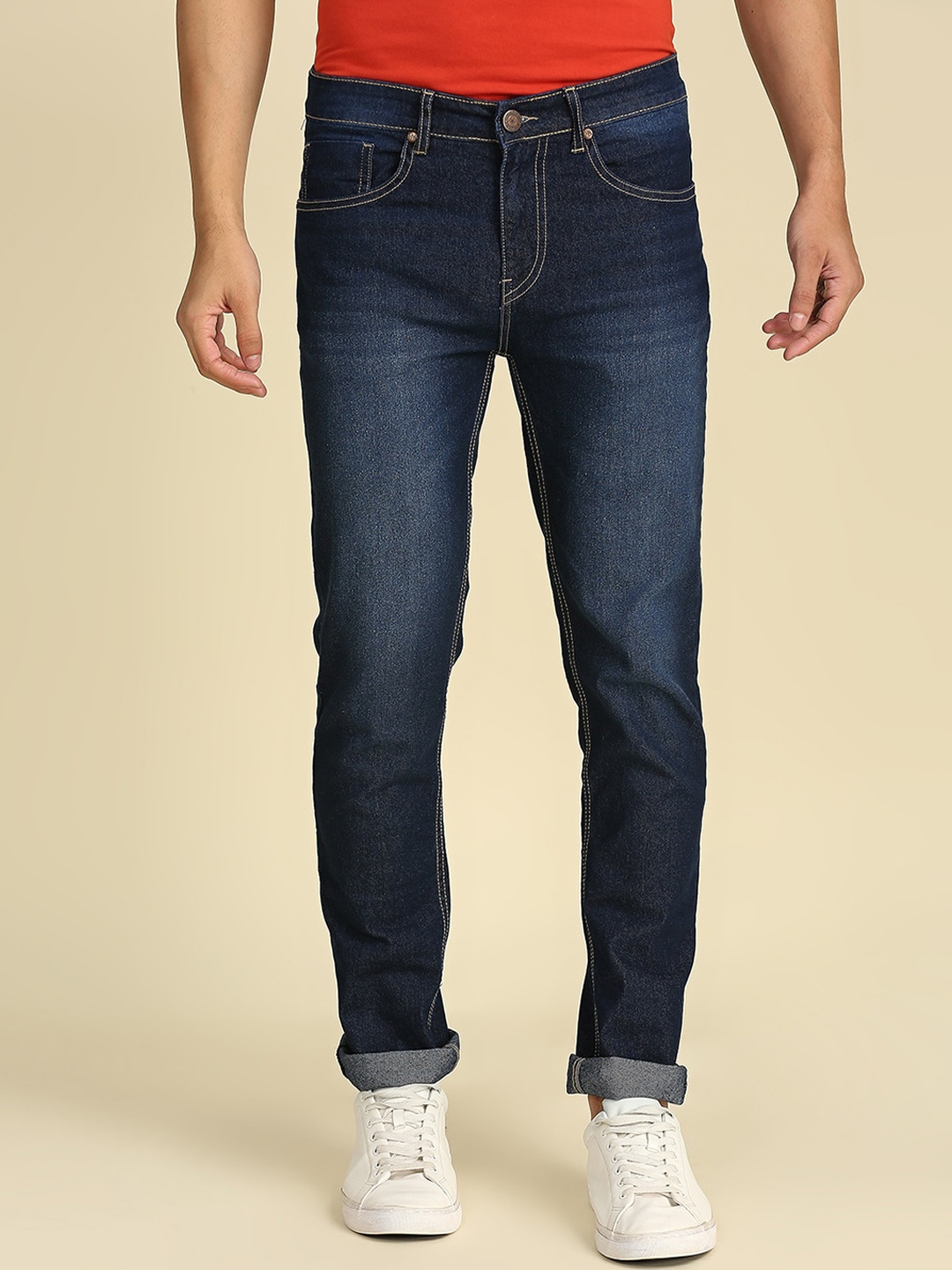 

High Star Men Navy Blue Slim Fit Light Fade Stretchable Jeans