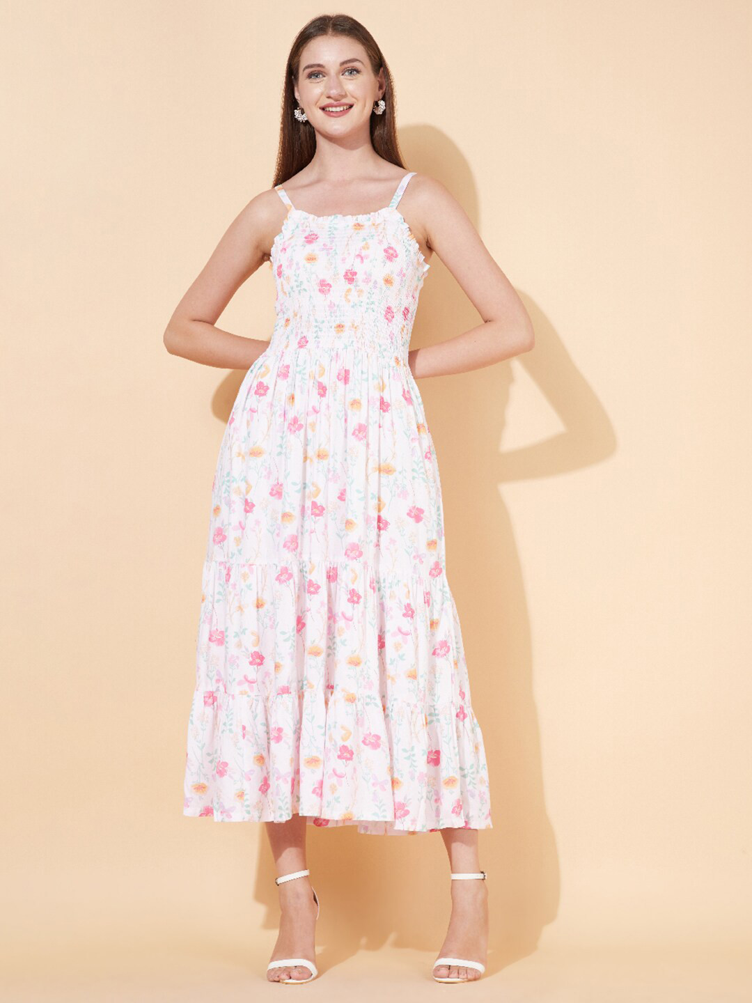

FASHOR Pink Floral A-Line Midi Dress