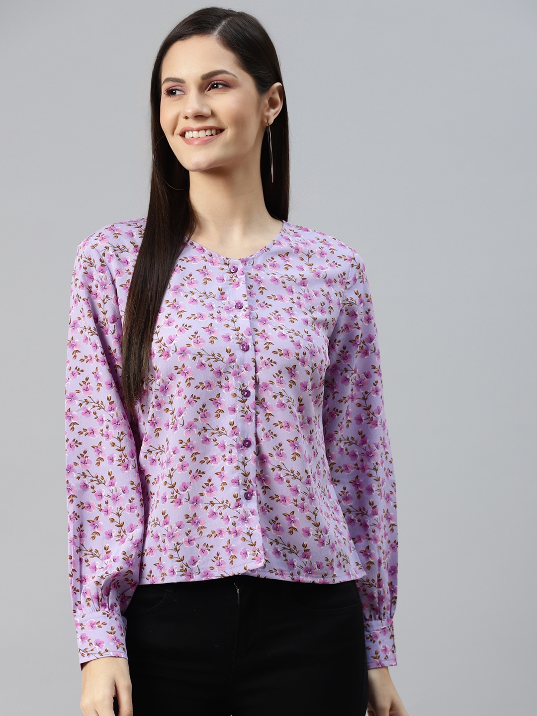 

plusS Purple Floral Print Top