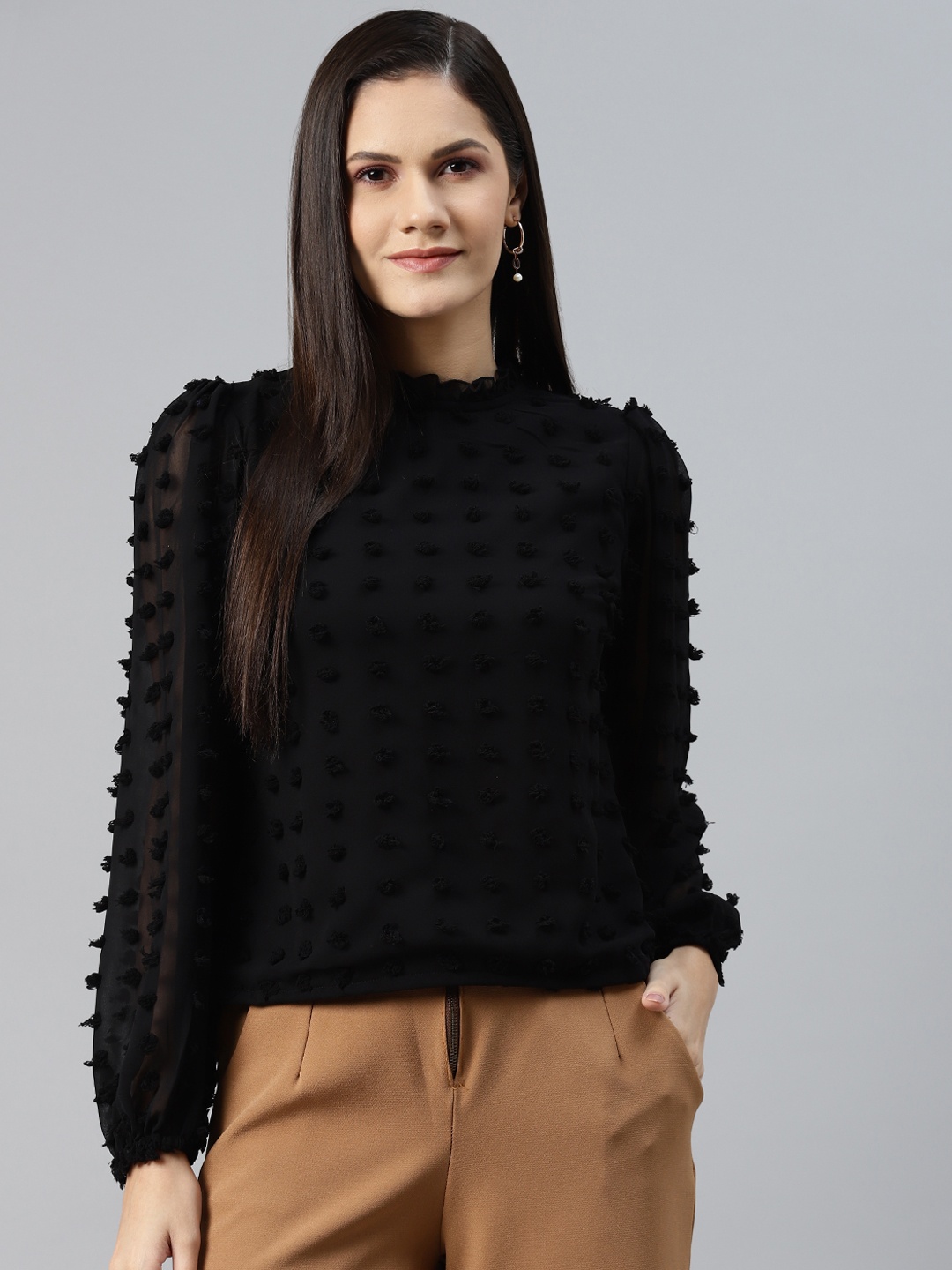 

plusS Black Georgette Top