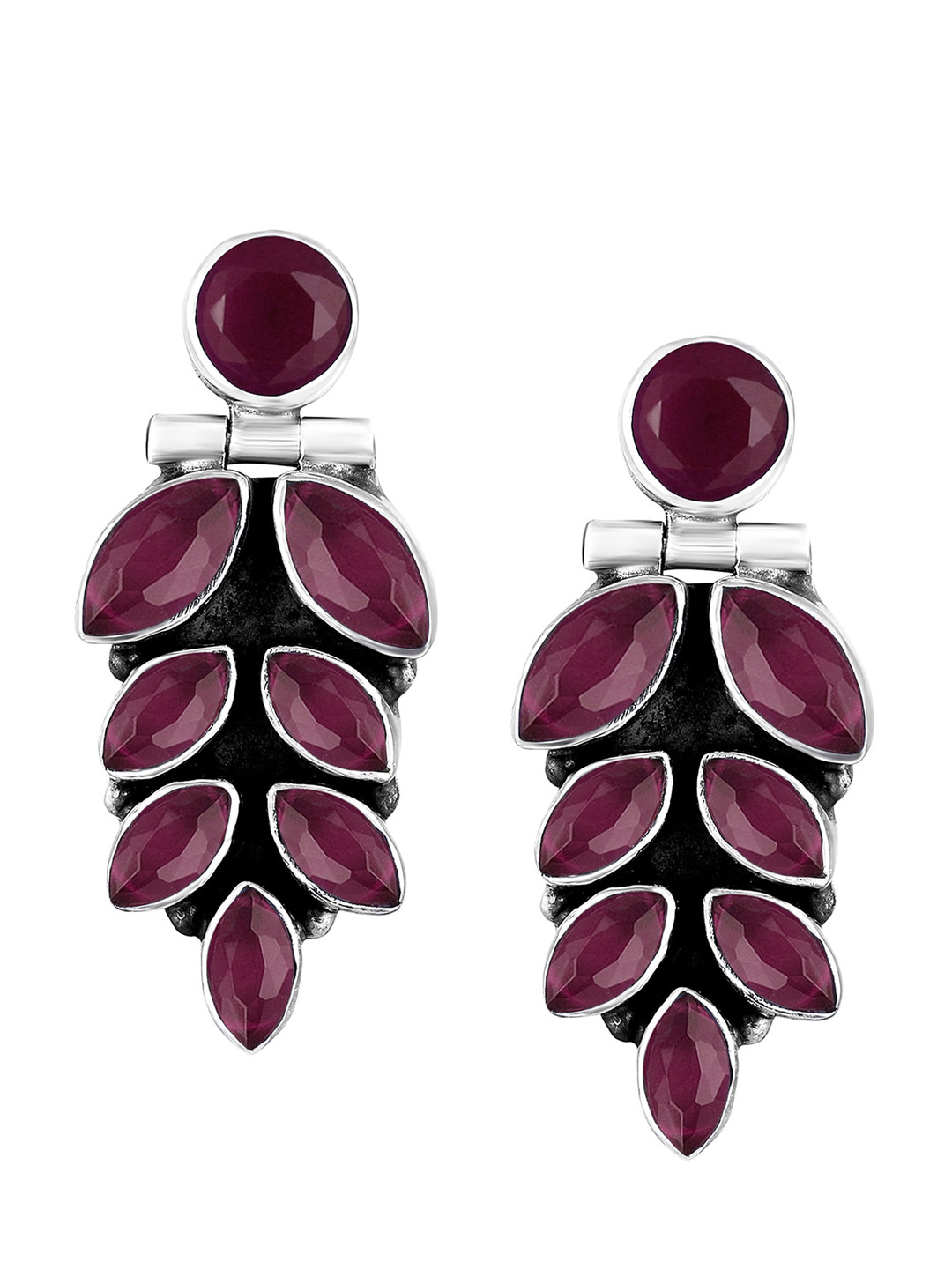 

Silvora by Peora Magenta & Black Contemporary Drop Earrings