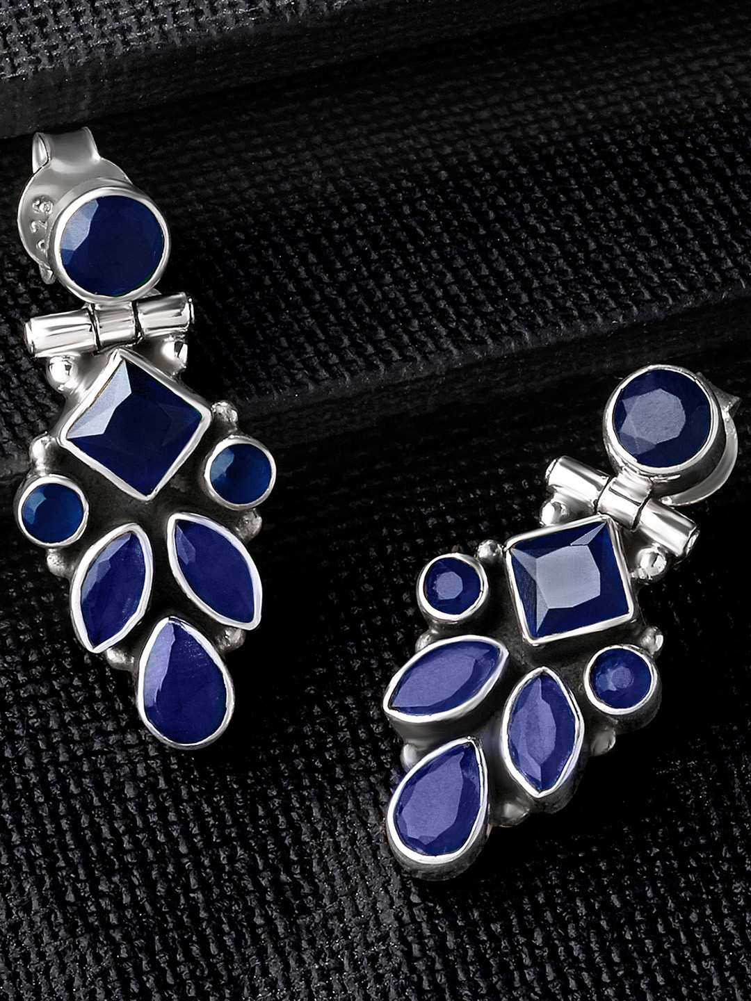 

Silvora by Peora Blue & Silver Plated Contemporary Drop Earrings