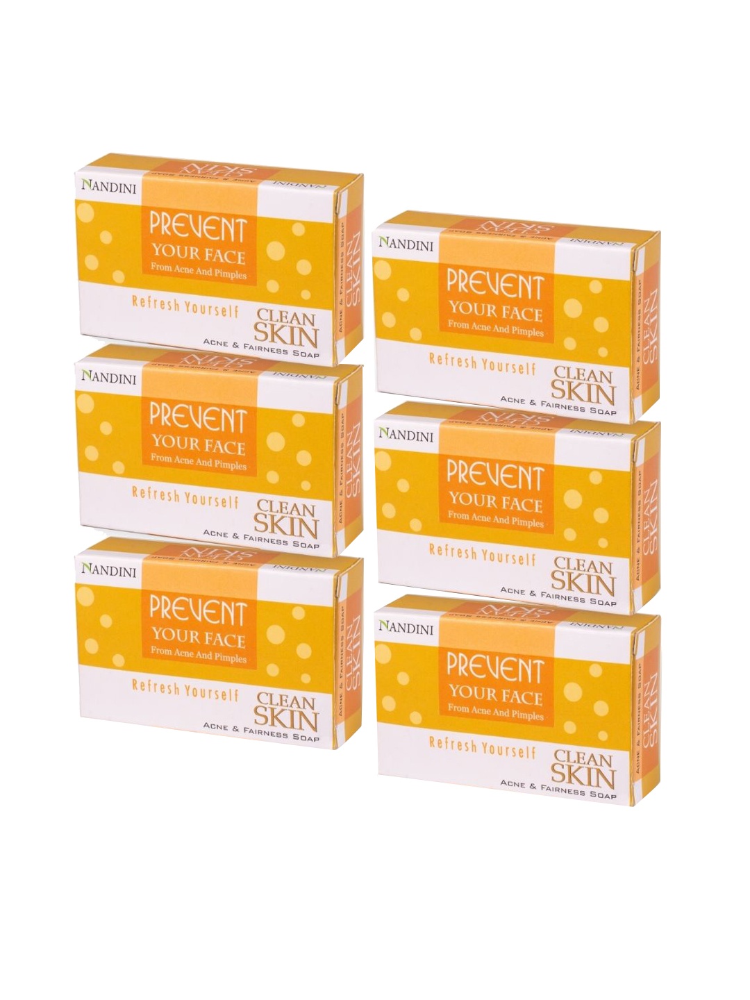 

Nandini Herbal Set Of 6 Clean Skin Soap 75 g Each, Yellow