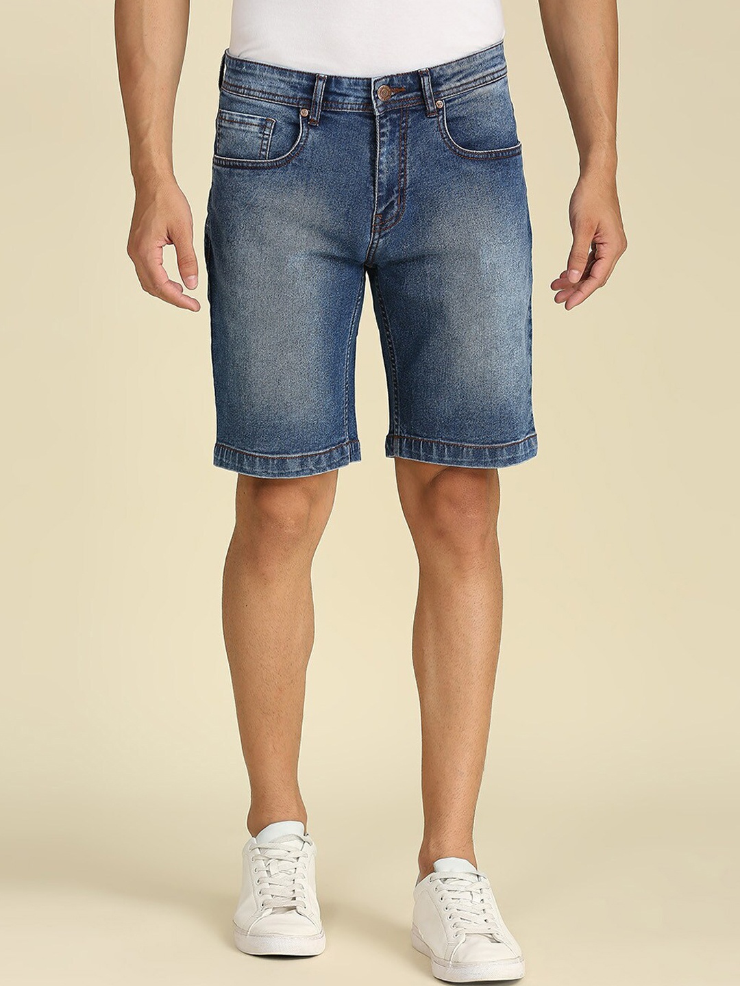 

High Star Men Blue Washed Denim Shorts