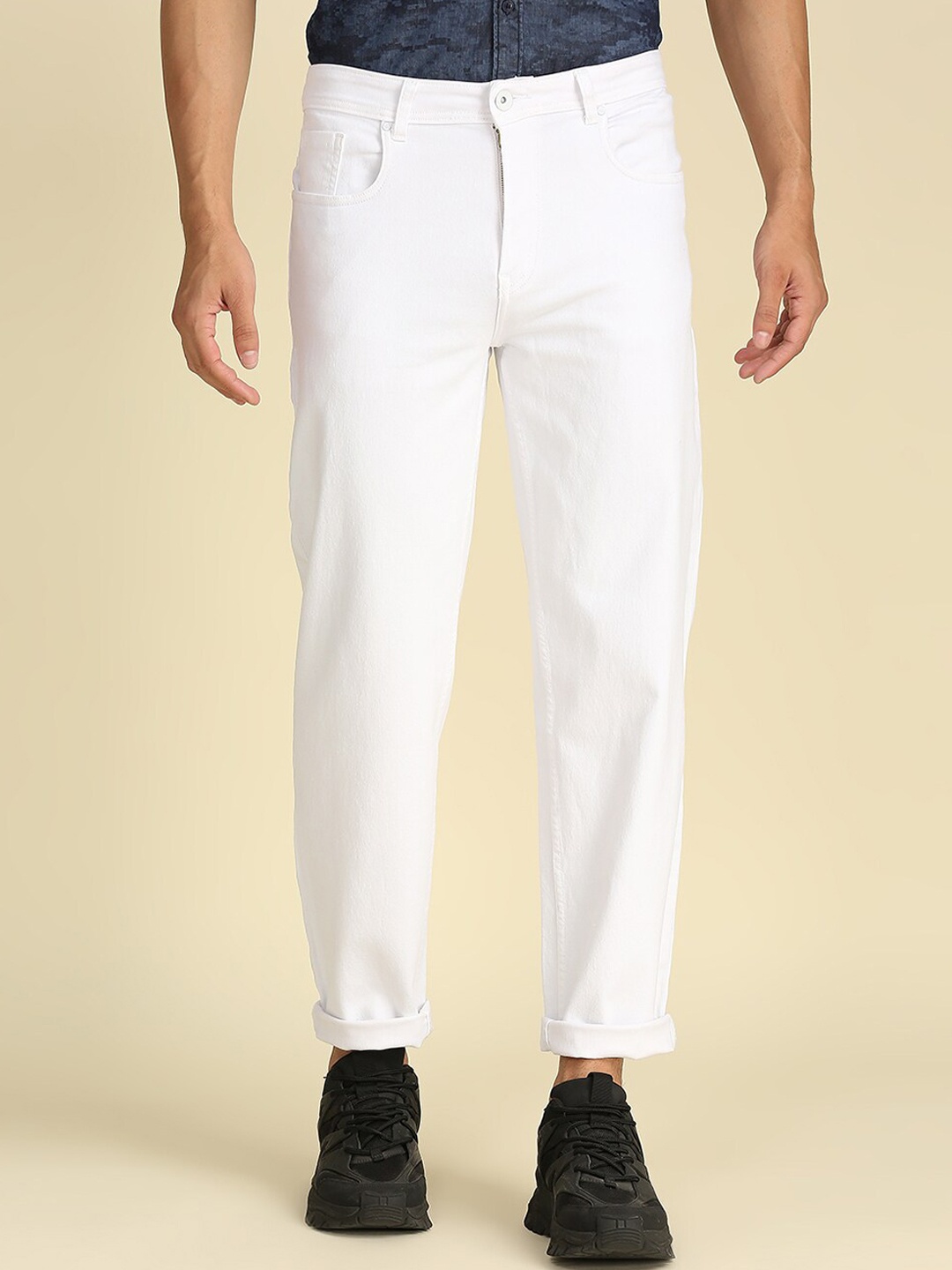 

High Star Men White Tapered Fit Stretchable Jeans