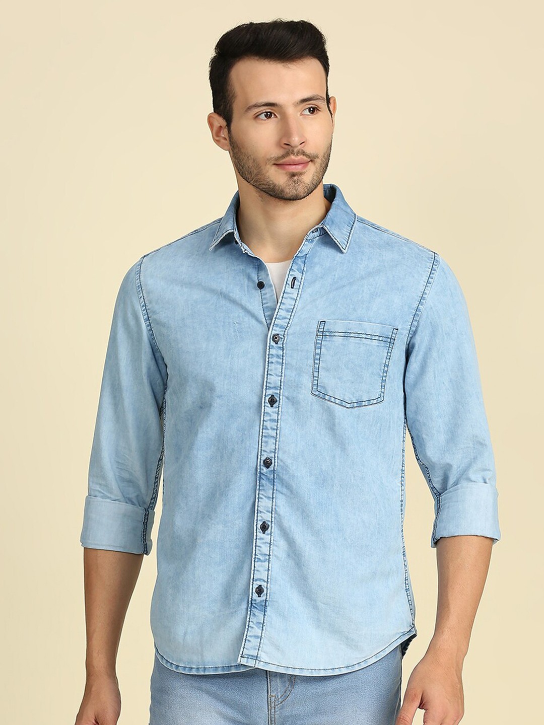 

High Star Men Blue Slim Fit Casual Shirt