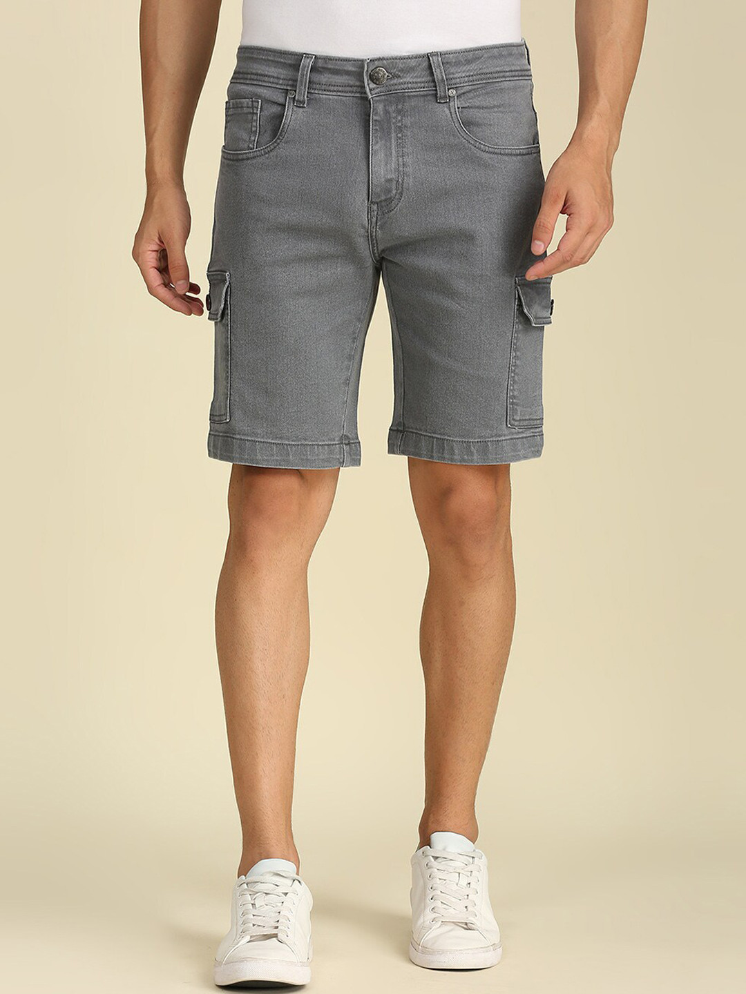 

High Star Men Grey Denim Shorts