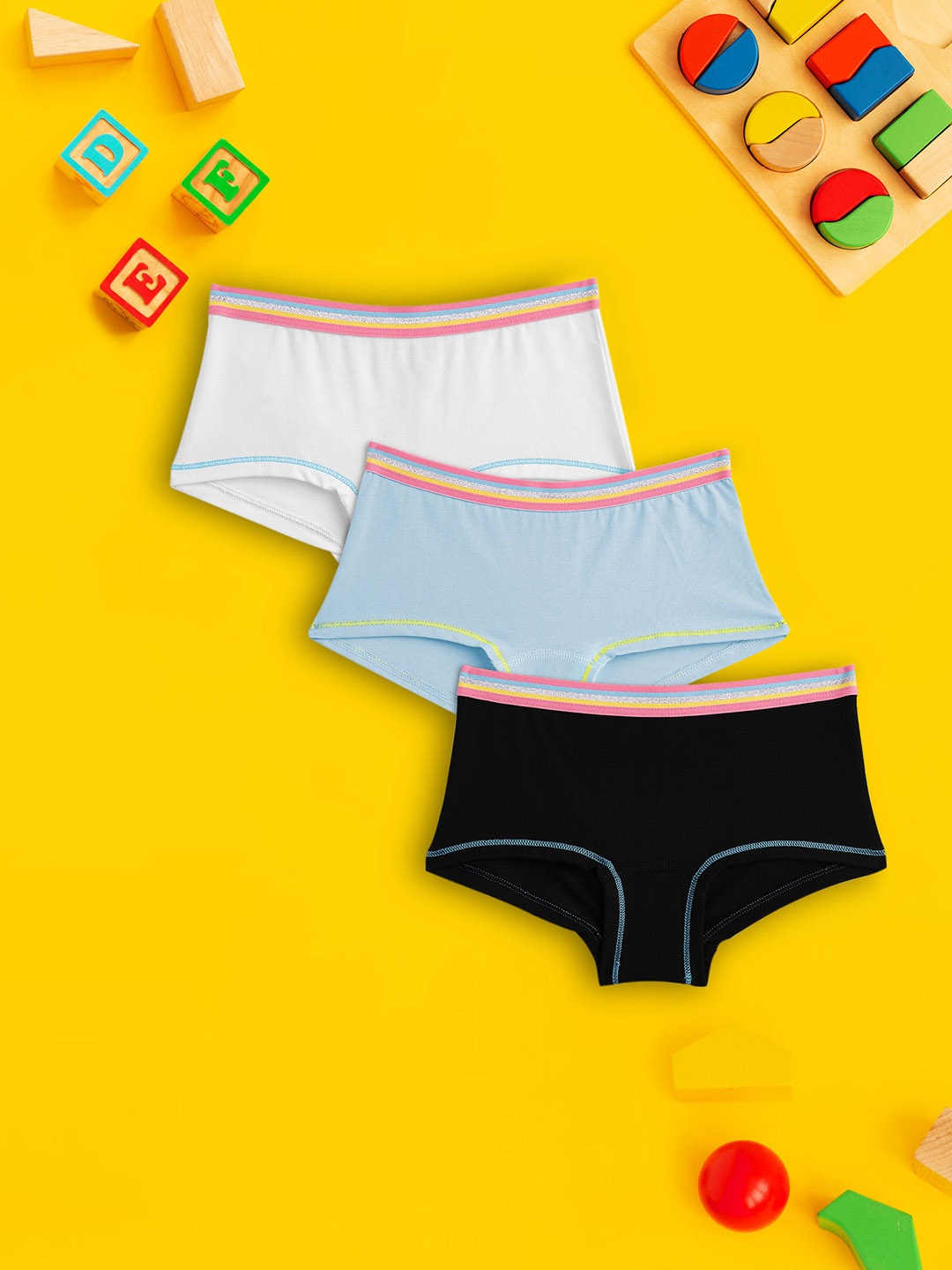

XY Life Girls Pack of 3 Primary Intellisoft Tencel Modal Briefs, White