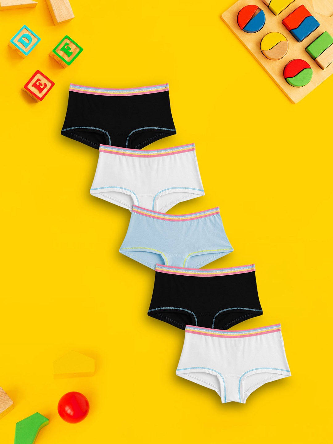 

XY Life Girls Pack of 5 Primary Intellisoft Tencel Modal Briefs, Black